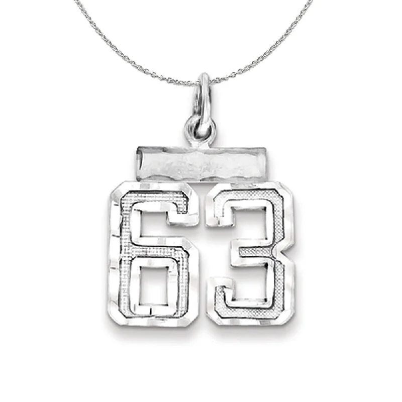 Sterling Silver, Varsity Collection, Small D/C Number 63 Necklace