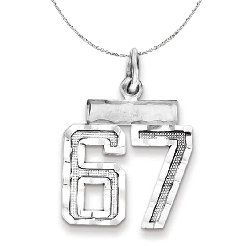 Engraved monogram necklace-Sterling Silver, Varsity Collection, Small D/C Number 67 Necklace