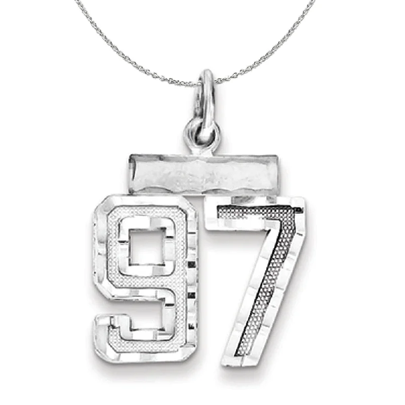 Sterling Silver, Varsity Collection, Small D/C Number 97 Necklace