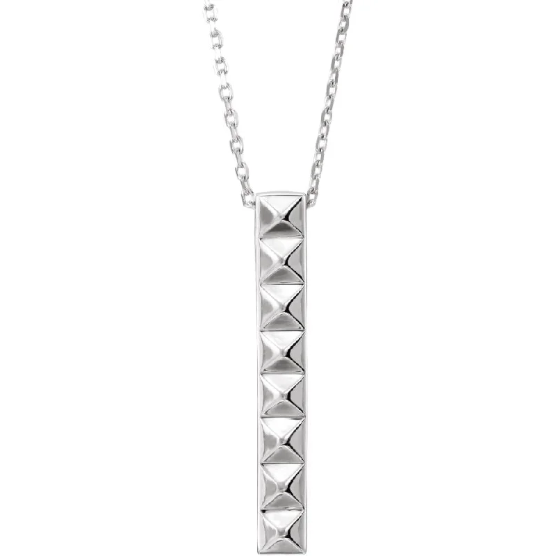 Sterling Silver Vertical Pyramid Bar Necklace, 16-18 Inch