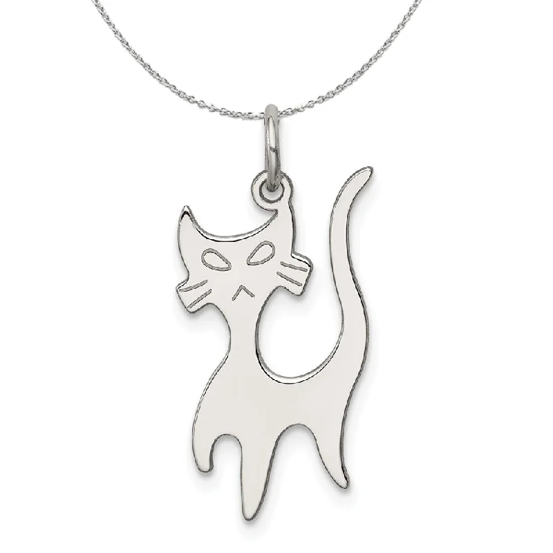 Sterling Silver Whimsical Cat Charm or Necklace