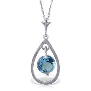 Black onyx necklace-0.3 Carat 14K Solid White Gold Give Me Liberty Blue Topaz Necklace