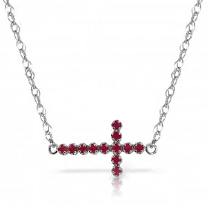 Retro style necklace-0.3 Carat 14K Solid White Gold Love Is Never Jealous Ruby Necklace