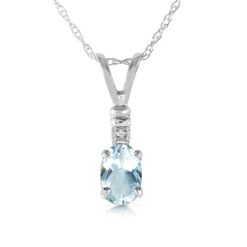 Leaf motif necklace-0.46 Carat 14K Solid White Gold Another Victory Aquamarine Diamond Necklace