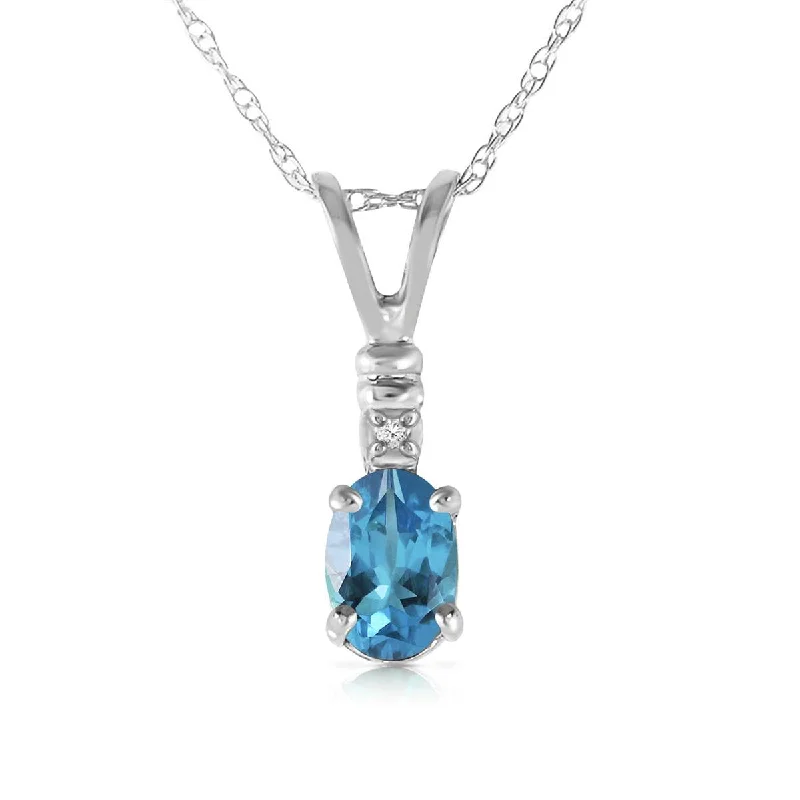 Square pendant necklace-0.46 Carat 14K Solid White Gold Ball In Court Blue Topaz Diamond Necklace