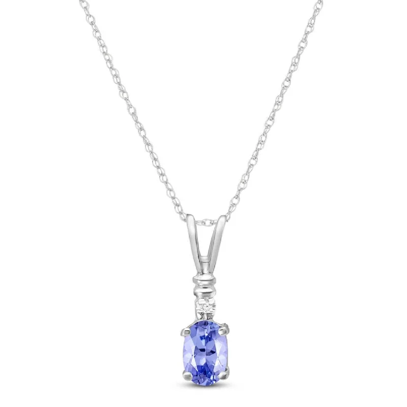 Hexagonal gem necklace-0.46 Carat 14K Solid White Gold Infuse Yourself Tanzanite Diamond Necklace