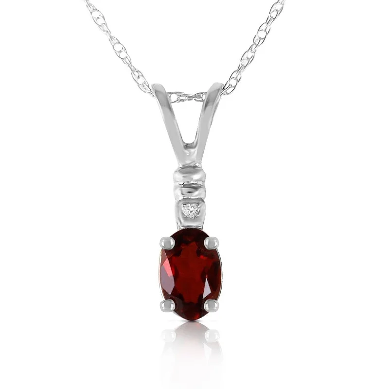 Teardrop crystal necklace-0.46 Carat 14K Solid White Gold Love Is Good Garnet Diamond Necklace