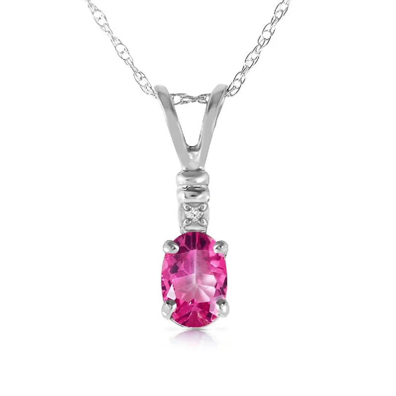 Ocean wave necklace-0.46 Carat 14K Solid White Gold Play The Part Pink Topaz Diamond Necklace