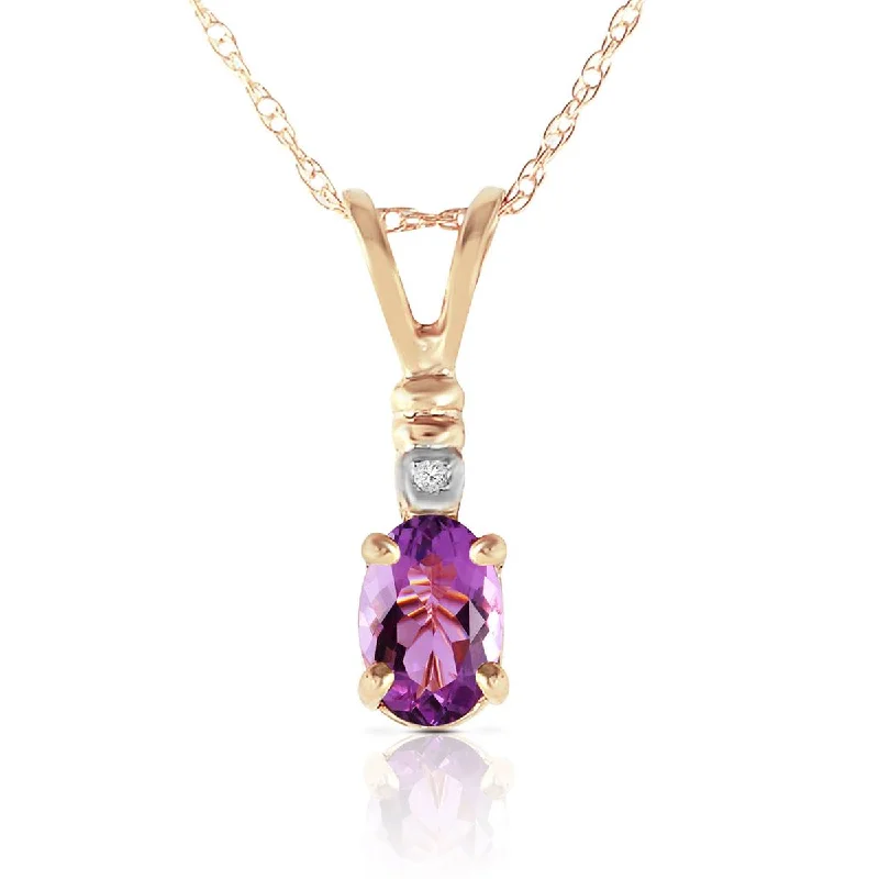 Oxidized silver necklace-0.46 Carat 14K Solid Yellow Gold Applause Amethyst Diamond Necklace