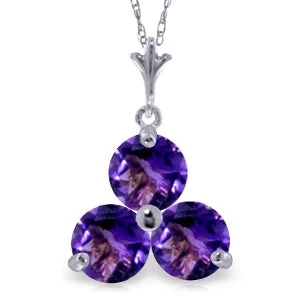 Vintage locket necklace-0.75 Carat 14K Solid White Gold Amethystong Equals Amethyst Necklace