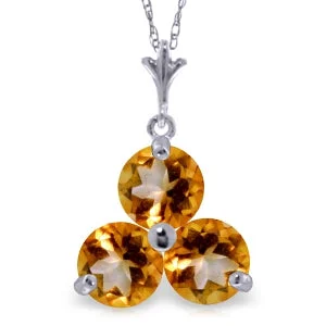 Morganite gem necklace-0.75 Carat 14K Solid White Gold Play Fire Citrine Necklace