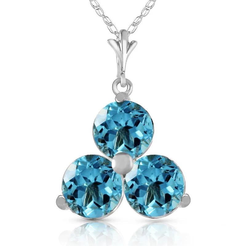 Rustic wooden necklace-0.75 Carat 14K Solid White Gold Start To Finish Blue Topaz Necklace