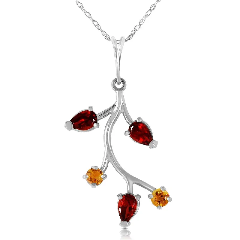 Vintage locket necklace-0.95 Carat 14K Solid White Gold Down The River Garnet Citrine Necklace