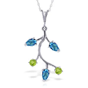 Moon phase necklace-0.95 Carat 14K Solid White Gold I Was Wondering Blue Topaz Peridot Necklace