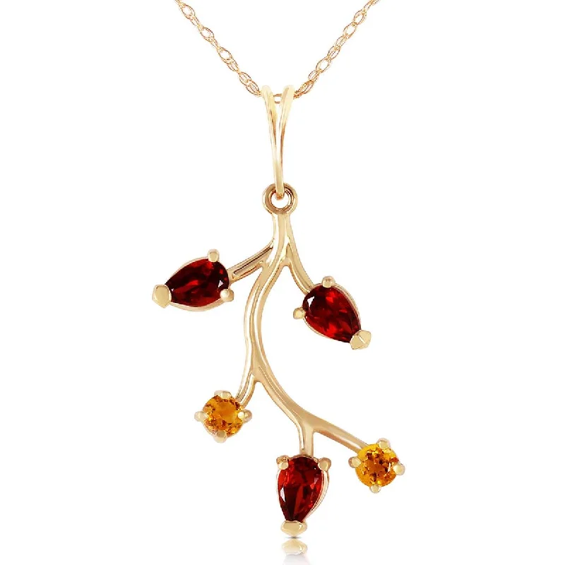 Rose gold heart necklace-0.95 Carat 14K Solid Yellow Gold Infinite Passion Garnet Citrine Necklace