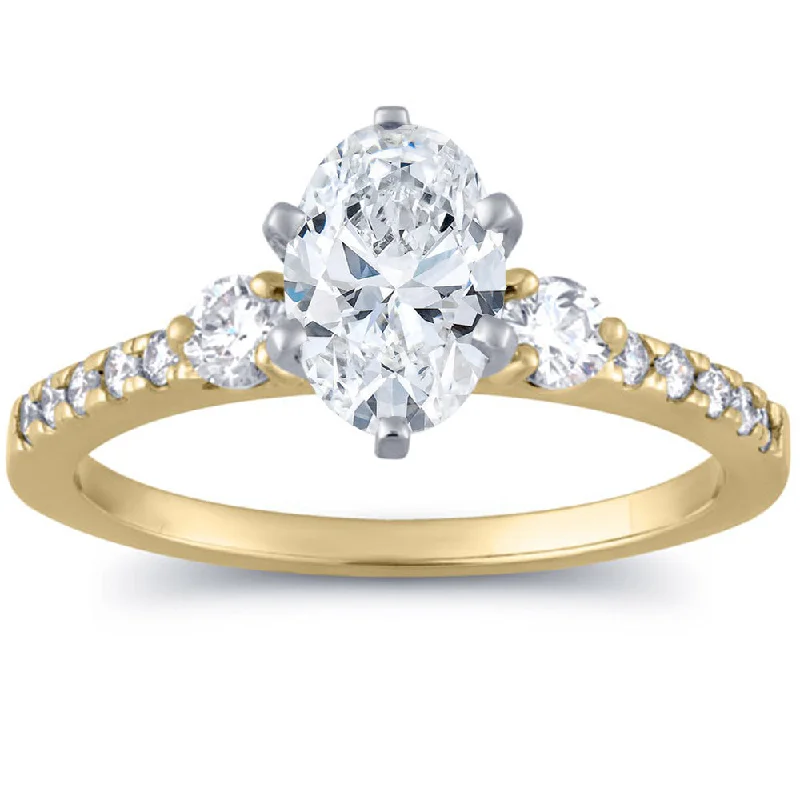 Raw crystal ring-1 1/2 Ct Oval Diamond Engagement Ring 14k Yellow Gold