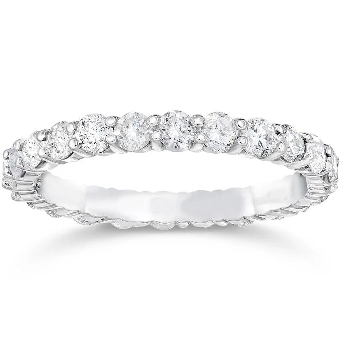 Wire wrapped ring-1 1/2ct Prong Diamond Eternity Ring 14K White Gold