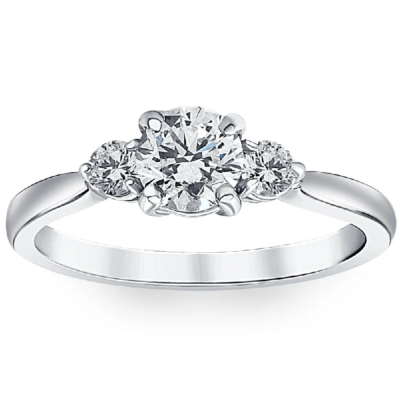 Floral engraved ring-1 1/4Ct Three Stone Diamond (3/4ct Center) Engagement Ring White or Yellow Gold