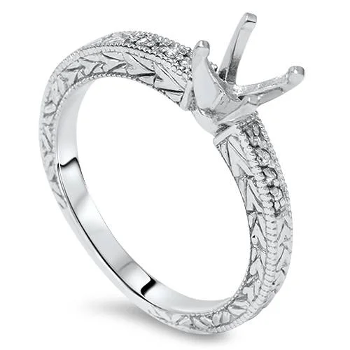 Twisted vine ring-1/10ct Vintage Diamond Ring Setting 14K White Gold