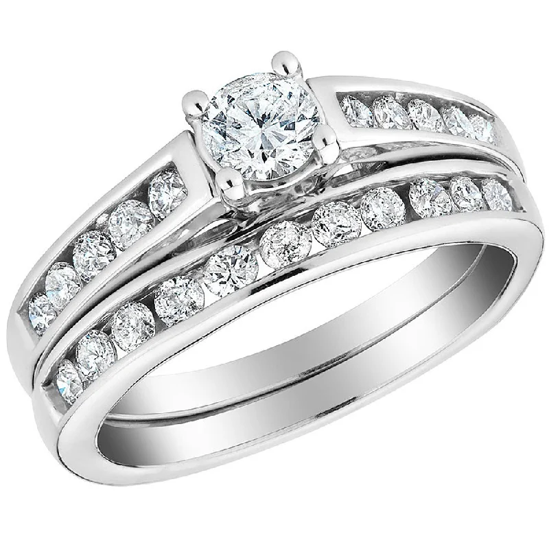 Baguette cut ring-1/2 Ct Diamond Engagement Wedding Ring Set 10k White Gold