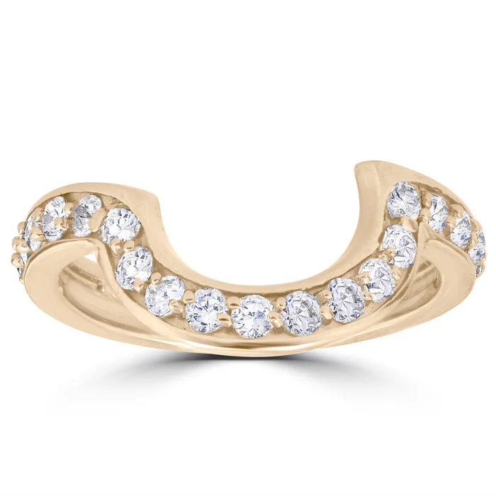 Moonstone promise ring-1/2 cttw 14k Yellow Gold Diamond Curved Contour Band For Forever Us 2 Stone Ring