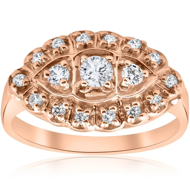 Retro style ring-1/2ct Antique Diamond Ring 14K Rose Gold