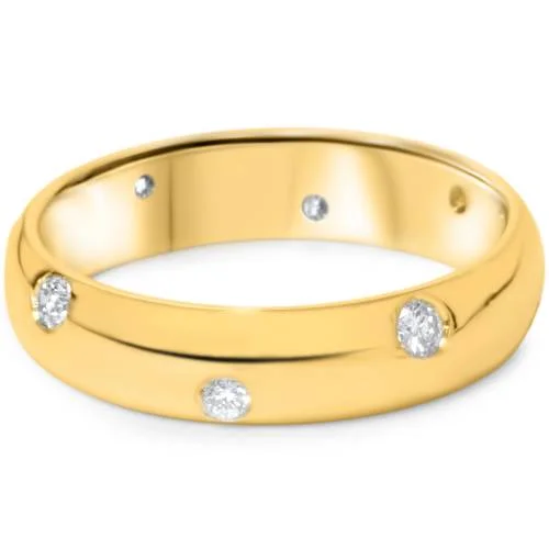 Bamboo style ring-1/2ct Bezel Diamond Eternity Wedding Ring Yellow Gold