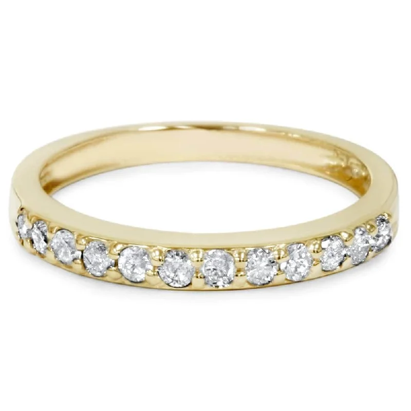 Bold zircon ring-1/2ct Diamond Wedding Ring Yellow Gold Womens Stackable Band Jewelry Round