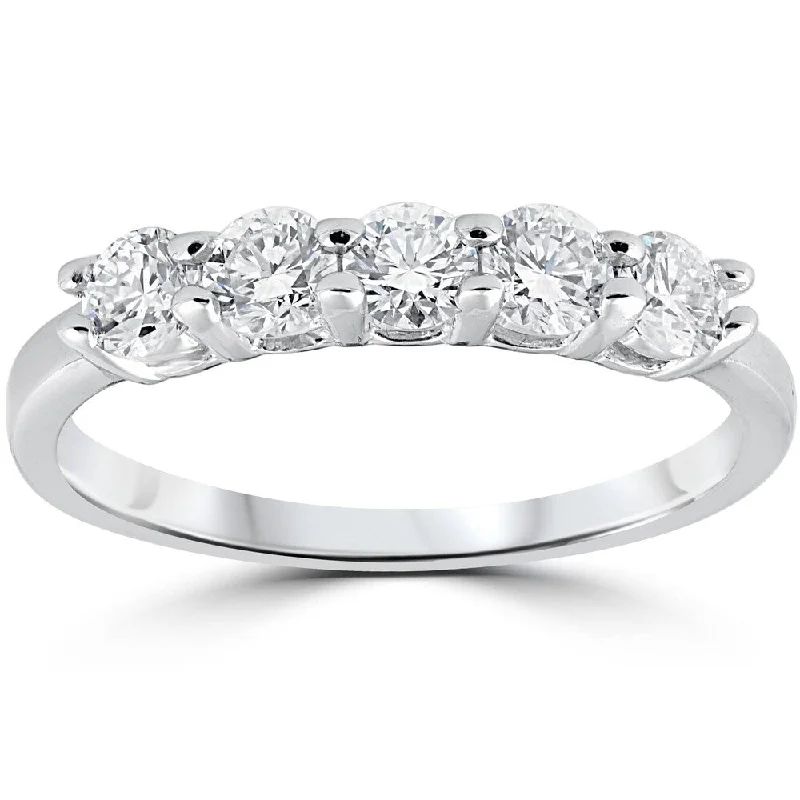 Heartbeat rhythm ring-1/2Ct Moissanite Five Stone Wedding Ring in White Gold