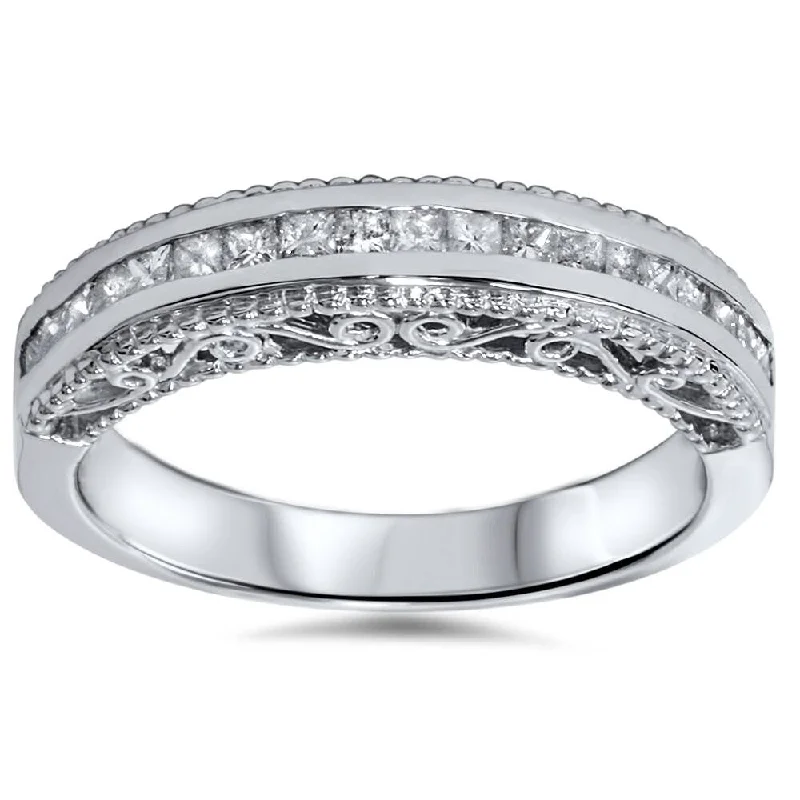 Infinity twist ring-1/2ct Princess Cut Vintage Diamond Anniversary Ring