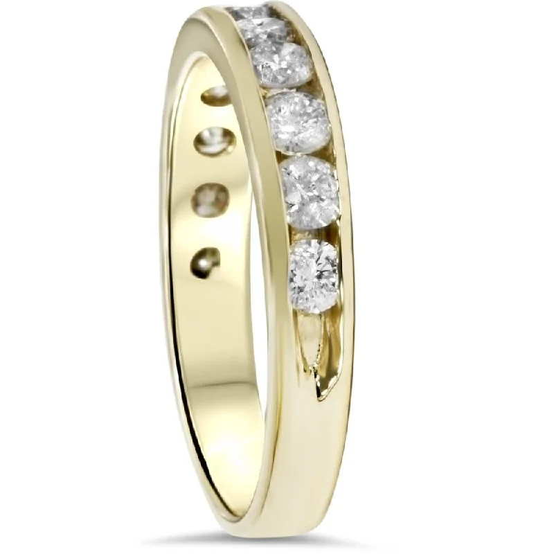 Wave design ring-1/2ct Yellow Gold Channel Set Diamond Wedding Ring