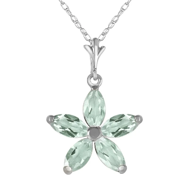 Handmade beaded necklace-1.4 Carat 14K Solid White Gold Shall Be Again Green Amethyst Necklace