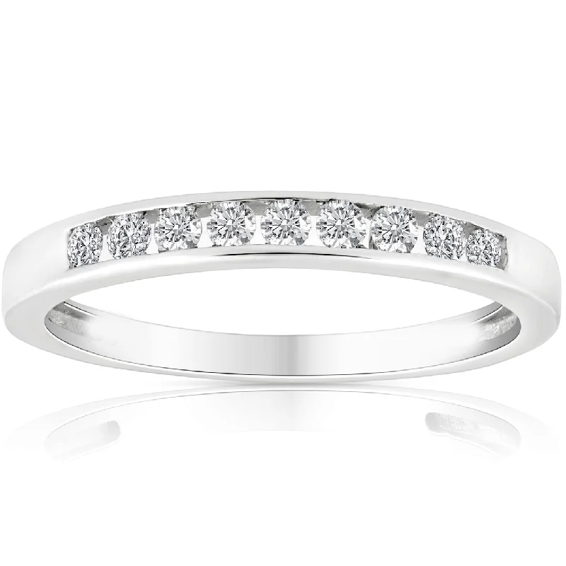 Tribal pattern ring-1/4 Ct Diamond Channel Set Wedding Ring White Gold