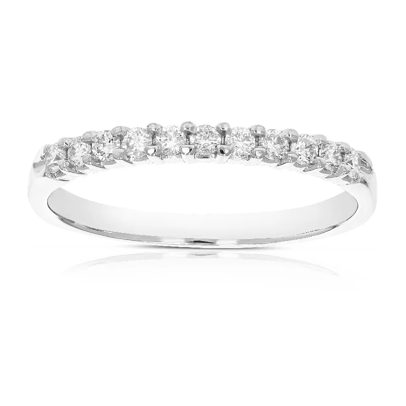 Personalized name ring-1/4 cttw Round Lab Grown Diamond Wedding Band For Women .925 Sterling Silver Prong Set