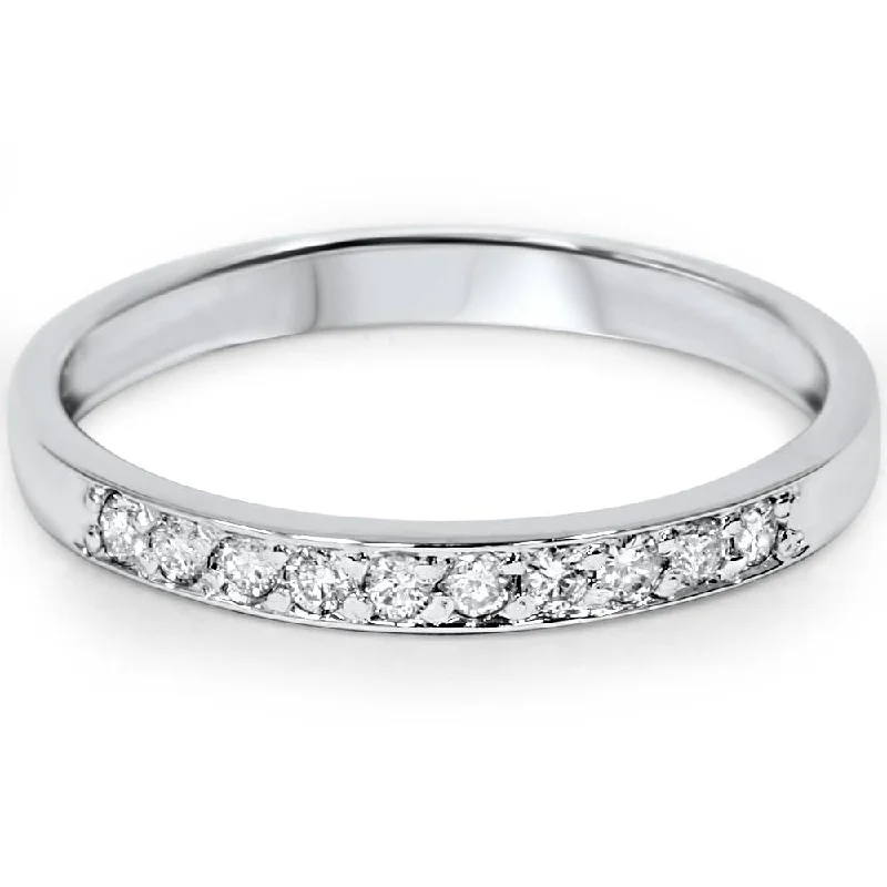 Hexagonal gem ring-1/4ct Diamond Stackable Wedding Ring White Gold