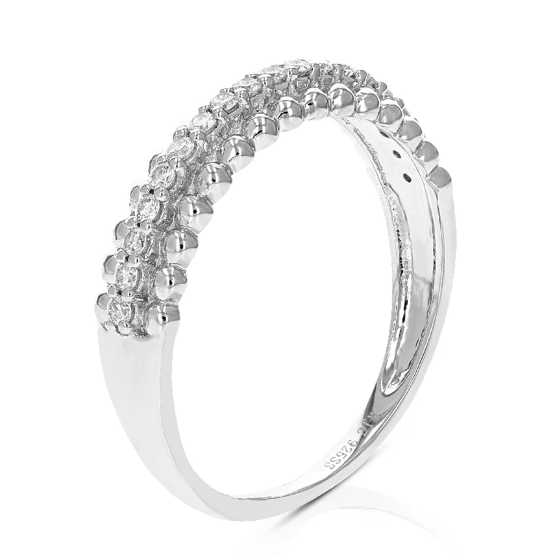 Matte finish ring-1/5 cttw 18 Stones Round Cut Lab Grown Diamond Wedding Band .925 Sterling Silver Prong