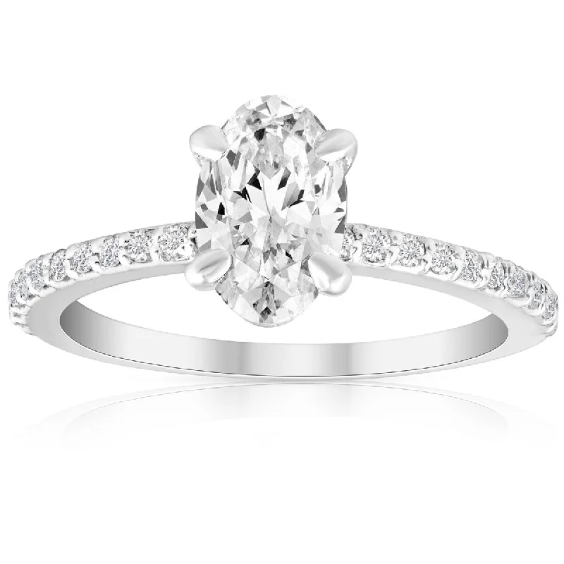 Infinity love ring-1.50Ct Oval Diamond Engagement Ring 14k White Gold Enhanced