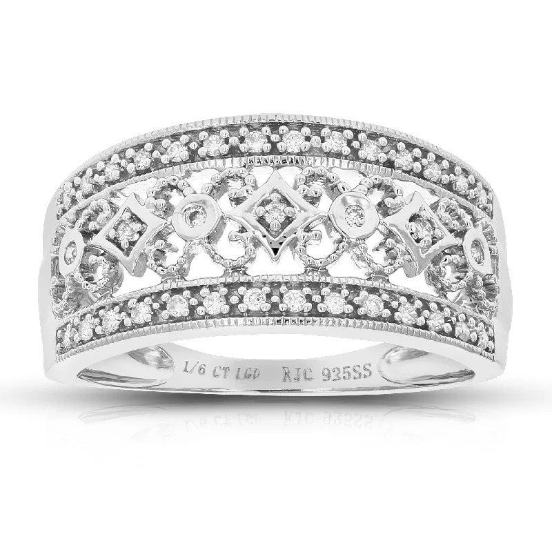 Elegant halo ring-1/6 cttw Round Cut Lab Grown Diamond Wedding Band 35 Stones .925 Sterling Silver Prong Set