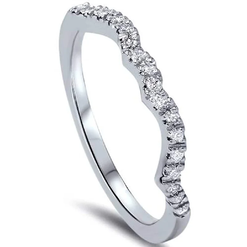 Diamond eternity ring-1/6ct Curved Diamond Wedding Ring White Gold