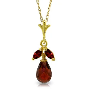 Rose quartz necklace-1.7 Carat 14K Solid Yellow Gold Passionate Romantic Garnet Necklace