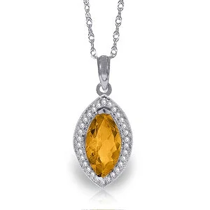 Hammered gold necklace-1.8 Carat 14K Solid White Gold Winning You Citrine Diamond Necklace