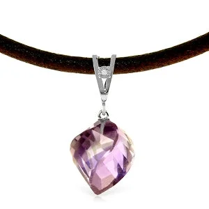 Geometric pendant necklace-10.76 Carat 14K Solid White Gold Savoire Vivre Amethyst Necklace