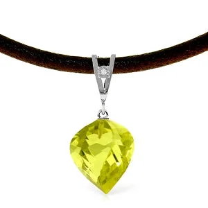 Crystal drop necklace-10.76 Carat 14K Solid White Gold Savoire Vivre Lemon Quartz Necklace