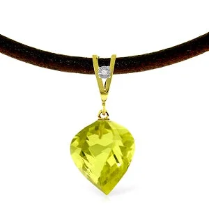 Gold chain necklace-10.76 Carat 14K Solid Yellow Gold Savoire Vivre Lemon Quartz Necklace