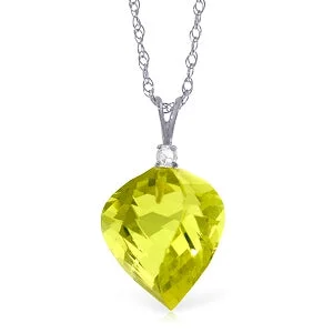 Ocean wave necklace-10.8 Carat 14K Solid White Gold Lemon Spray Lemon Quartz Diamond Necklace