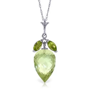 Floral cluster necklace-10 Carat 14K Solid White Gold Necklace Peridot Briolette Green Amethyst