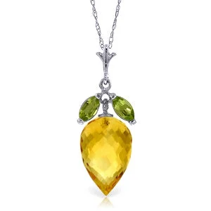 Rough stone necklace-10 Carat 14K Solid White Gold Necklace Peridot Pointy Briolette Citrine