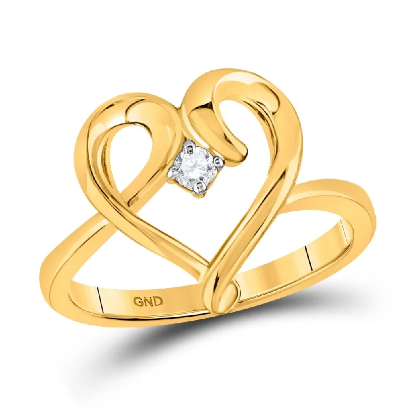 Baguette cut ring-10k Yellow Gold Womens Round Diamond Heart Promise Ring (1/20 Cttw, G-H Color, I2-I3 Clarity)