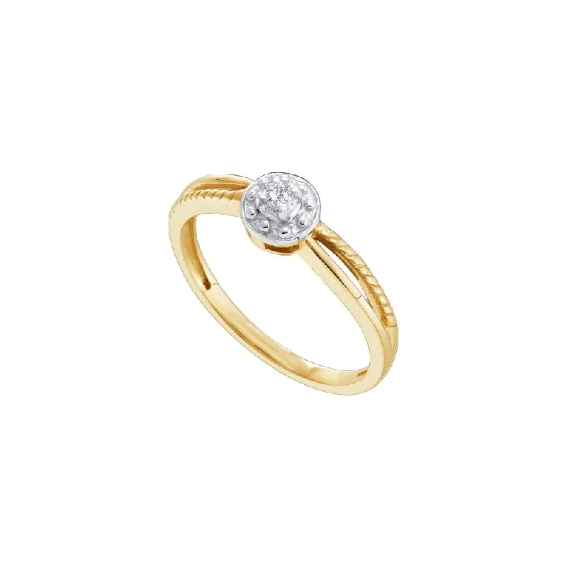 Spiral design ring-10k Yellow Gold Womens Round Diamond Solitaire Promise Ring (1/20 Cttw, G-H Color, I2-I3 Clarity)