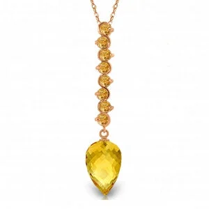 Vintage coin necklace-11.05 Carat 14K Solid Rose Gold Necklace Pointy Briolette Drop Citrine